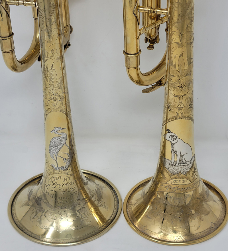 Conn Julius Stenberg trumpet engravings